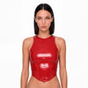 Racer Tank in red latex, front view